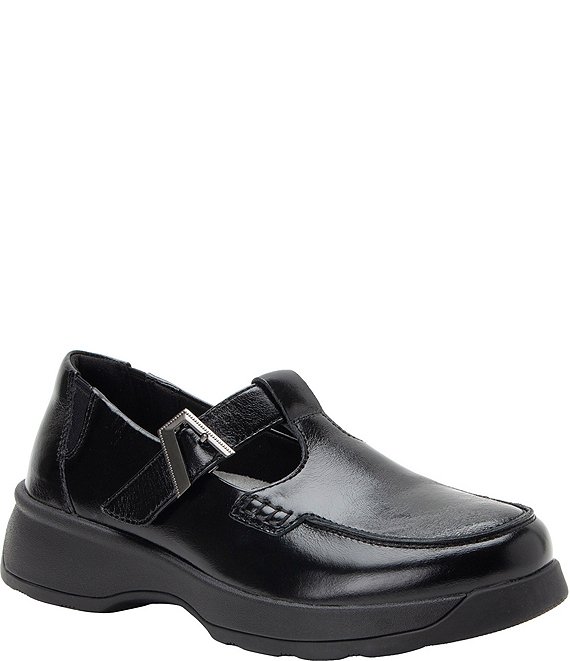 Alegria Jensie Glazed Leather T-Strap Loafers