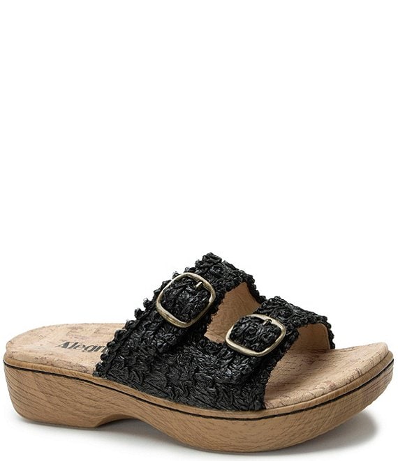 Alegria Oona Raffia Platform Slide Sandals
