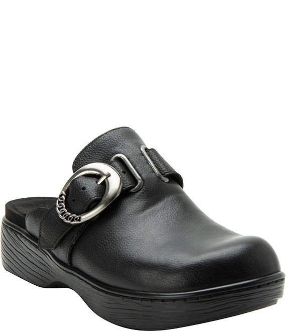 Alegria Osmosis Leather Buckle Hardware Clogs