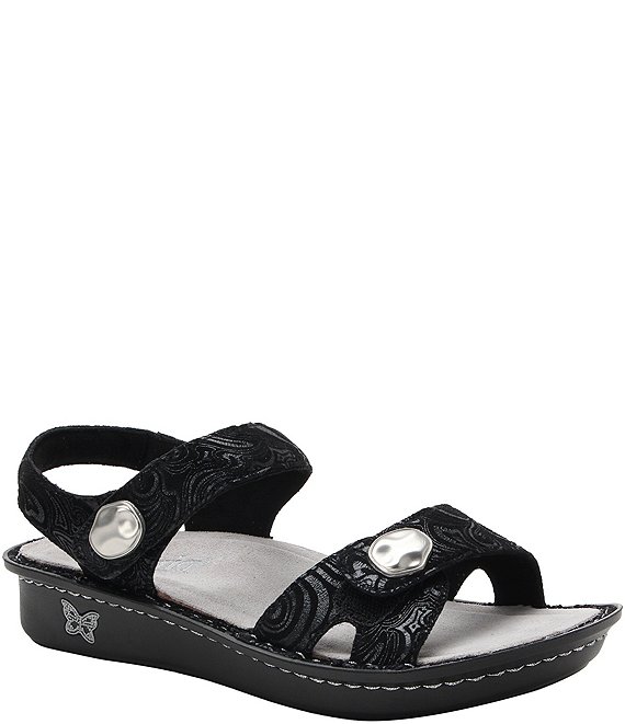 Alegria Vienna Swirling Print Leather Platform Sandals