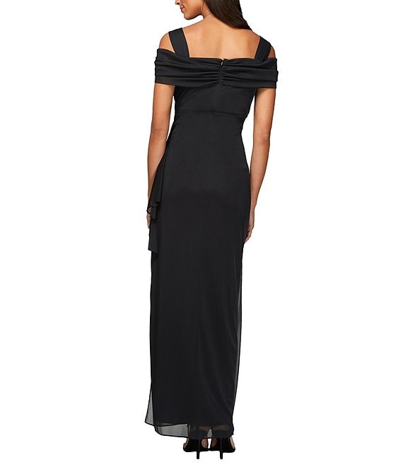 alex evenings black dress Alex Evenings Women's 3/4 Sleeve Illusion Mesh Ruched Side Dress, Black, 6