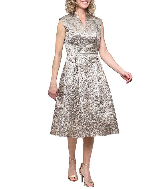 Alex Evenings Midi A-Line Jacquard Dress