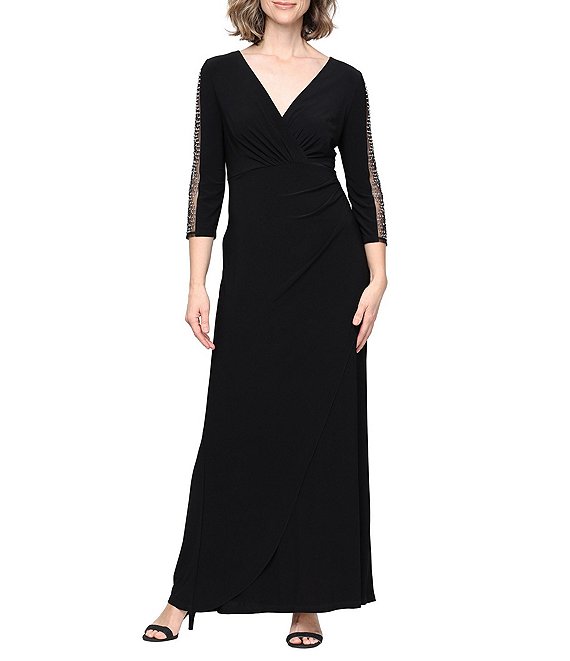 Alex Evenings Petite Size Beaded Illusion Gown