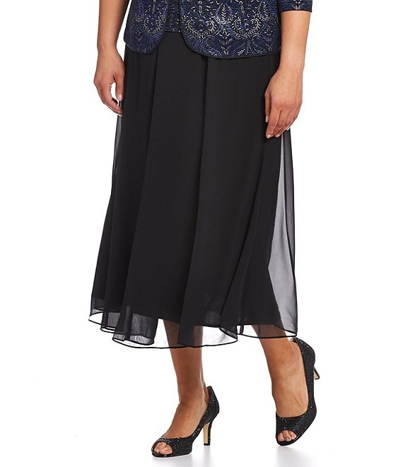 Alex Evenings Plus Size Chiffon Panel Midi Skirt | Dillard's