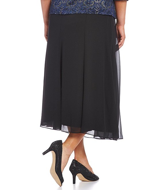 Alex Evenings Plus Size Chiffon Panel Midi Skirt | Dillard's