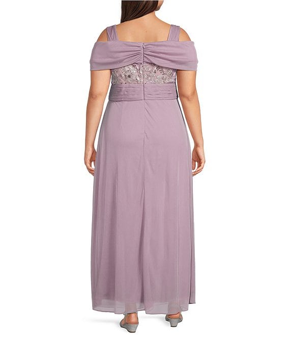 cold shoulder plus size evening dresses Sydney's Closet sc7421 Dress Blue/White / 20