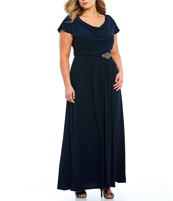 Style 1-3780261968-472 Alex Evenings Plus Size 16 Blue Floor Length Maxi on  Queenly