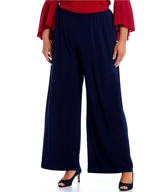 Navy Lycra Solid Pleated Flared Elephant Palazzo Pant-2679
