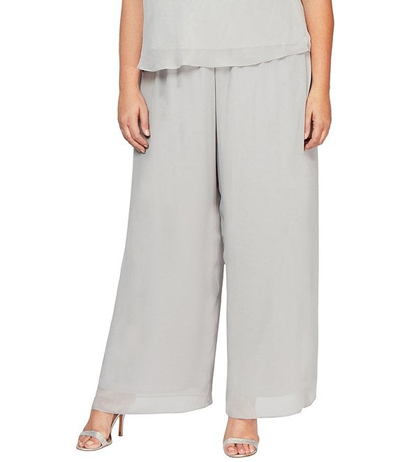Alex Evenings Plus Size Silky Chiffon Pants