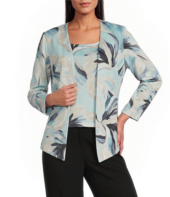 Alex Evenings Printed Metallic Knit Twinset