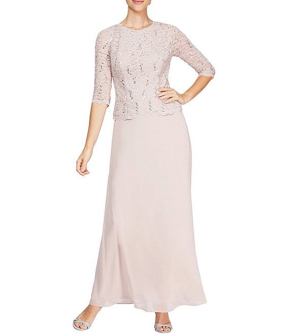 alex evenings sequin lace & chiffon gown
