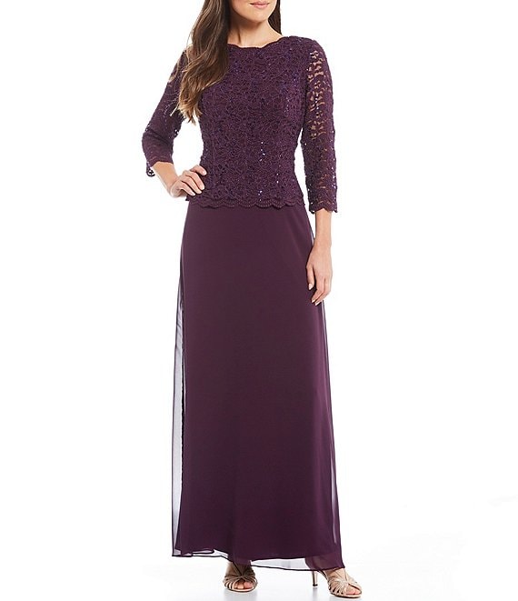 Alex Evenings Sequined Lace Scalloped 