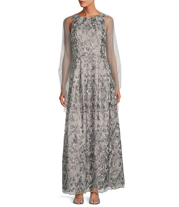 Alex Evenings Sleeveless Embroidered A Line Shawl Dress Dillard s