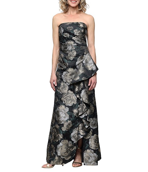Alex Evenings Strapless Jacquard Gown