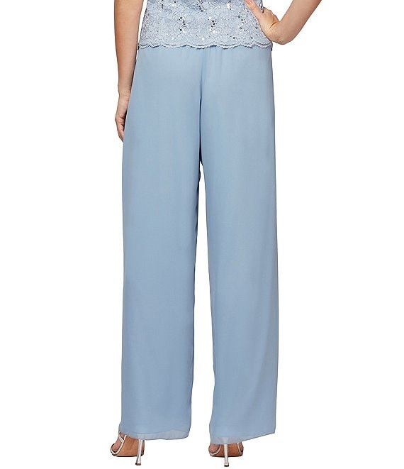 Alex Evenings Wide Leg Mid Rise Chiffon Pants