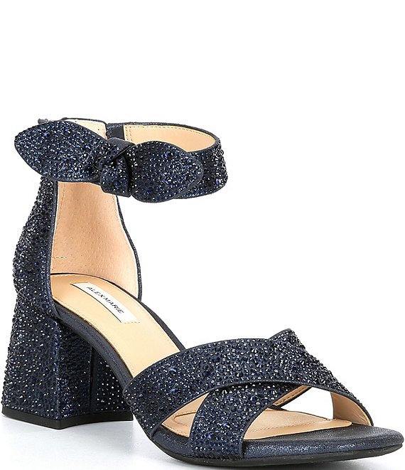 Alex Marie Adeline Rhinestone Bow Block Heel Sandals