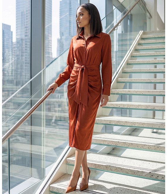 Alex Marie Adriana Collared Long Sleeve Button Front Dress | Dillard's