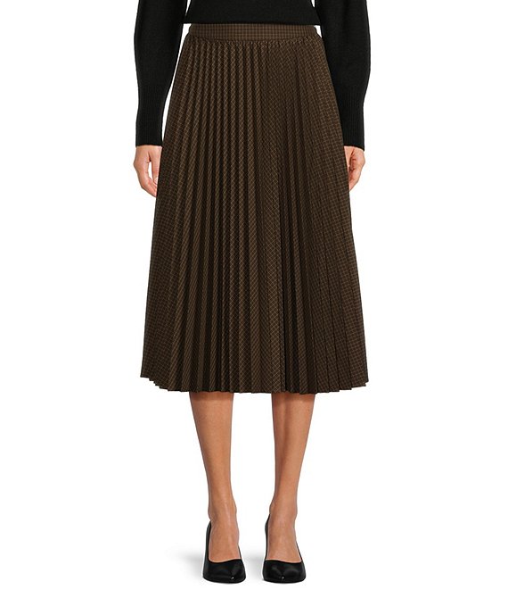 Alex Marie Alina Woven Plaid Pleated A-Line Swing Midi Skirt | Dillard's