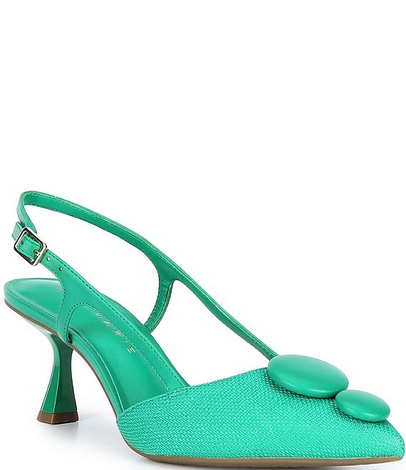 Alex Marie Alix Linen Ornament Slingback Pumps