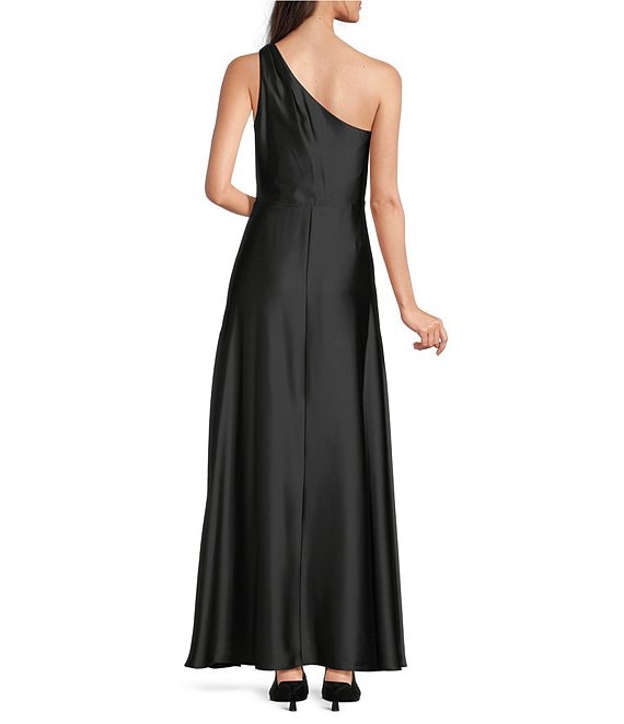 short sleeve asymmetric hem satin maxi dress mila mae Short Sleeve Asymmetric Hem Satin Maxi Dress (Women)