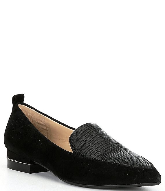 Color:Black - Image 1 - Campbell Lizard Embossed Dress Loafers