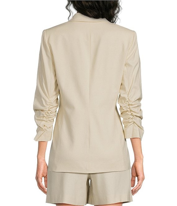 Alex Marie Coordinating Mikayla Stretch Linen Blend Collared Long