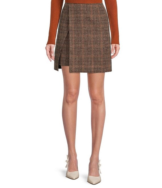 Alex Marie Doinne Wool Blend Plaid Print Skirt | Dillard's