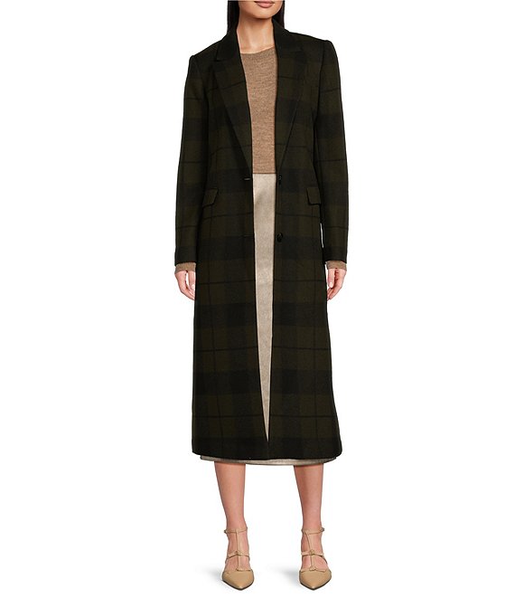 Plaid Woolen Lapel Long Sections Coat Plaid Woolen Lapel Long Sections Coat