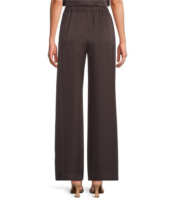 Alex Marie Kristen Stretch Satin Flat Front Full Length Wide Leg