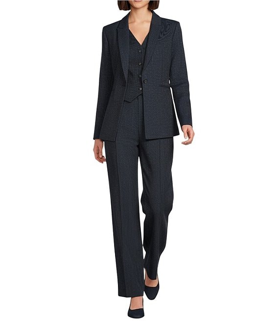 Alex Marie Liza Novelty Stripe Suiting Peak Lapel Long Sleeve Jacket