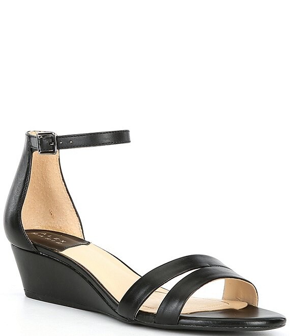 Alex Marie Maren Leather Double Band Wedge Sandals | Dillard's