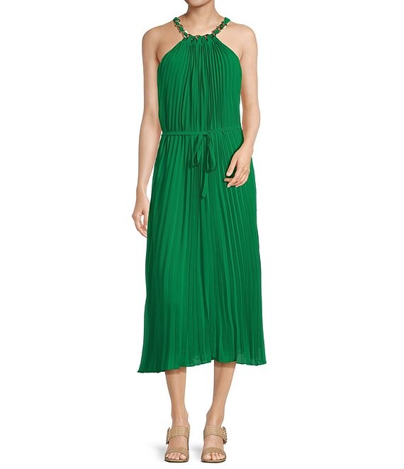 Alex Marie Petite Size Kelly Chiffon Sleeveless Pleated Halter Dress ...