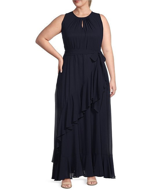 Marie Plus Size Colette Sleeveless Keyhole Round Neck Dress | Dillard's