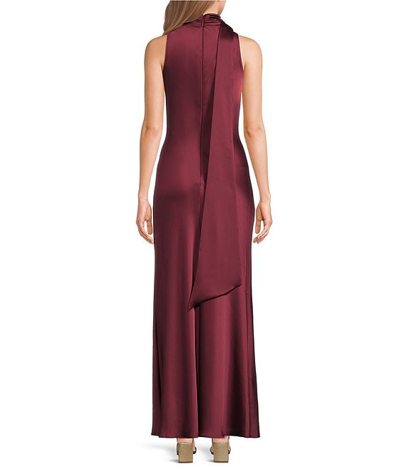 Alex Marie Sonja Satin High Neck Halter Gown