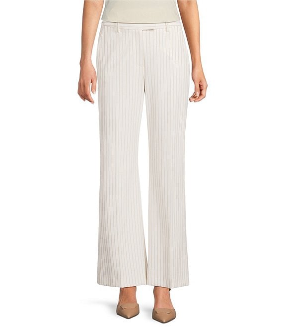 Alex Marie Suzie Anywhere, Everywhere Coordinating Novelty Stripe Straight Leg Mid Rise Pants, Ivory/Tan - Image 1