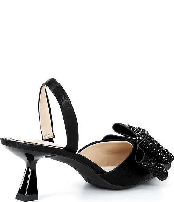 Alex Marie Wendy Satin Rhinestone Bow Slingback Pumps | Dillard's