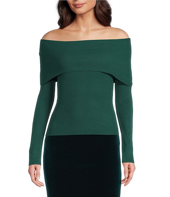 Alex Marie Whitney Off-The-Shoulder Long Sleeve Sweater