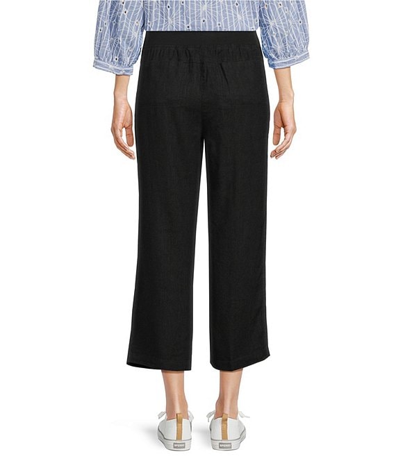 Ali Miles Linen Blend Woven Wide Leg Pull-On Cropped Pants | Dillard's
