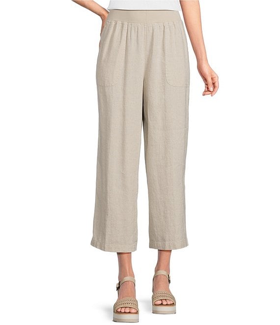 Ali Miles Petite Size Wide Leg Pull-On Cropped Pants