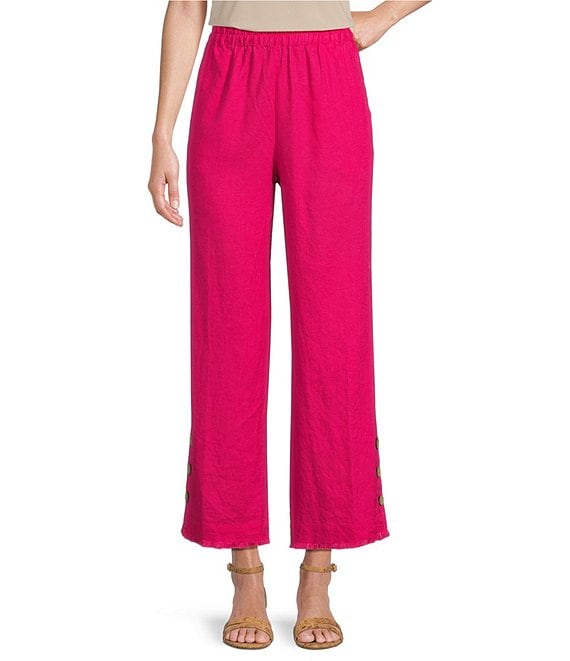 Ali Miles Pull-On Side Slit Wide-Leg Coordinating Crop Pants | Dillard's