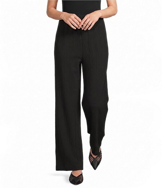 Ali Miles Woven Pull-On Wide Leg Ankle Length Pants