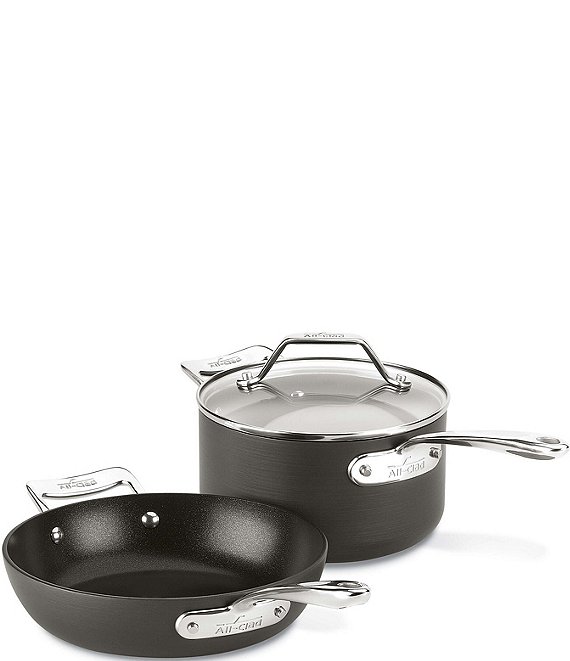 Essentials Nonstick Cookware Set, 2 piece Fry & Sauce Pan with lid Set,  10.5 inch & 4 quart