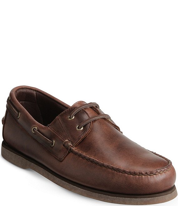 Color:Chocolate Brown - Image 1 - Men's Force 10 Water Resistant Leather Slip-On Boat Shoes