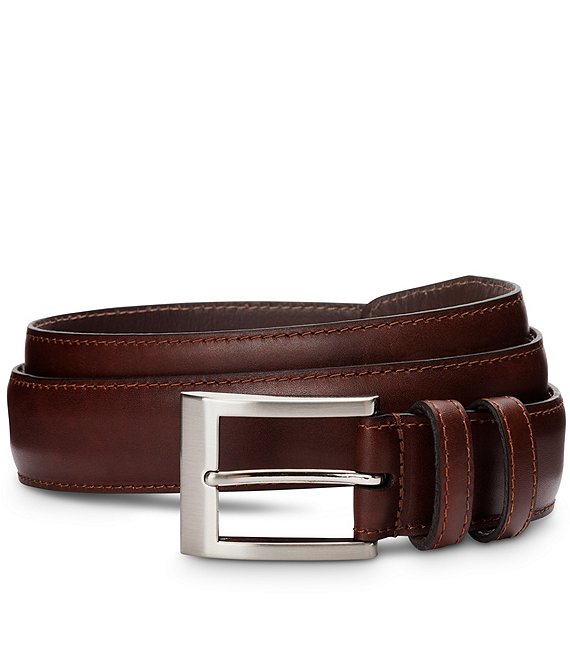 Allen Edmonds Glass Ave Men's Dress Belt - 35mm Wide, Antique Nickel Buckle, Handcrafted USA