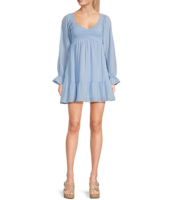 Allison & Kelly Long Sleeve Smocked Babydoll Dress | Dillard's