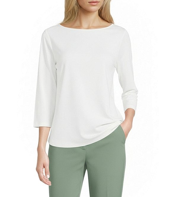 Allison Daley 3/4 Sleeve Boat Neck Knit Top