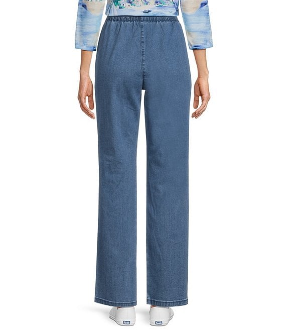 Allison Daley Chambray Straight Leg Stretch Denim Elastic Waist