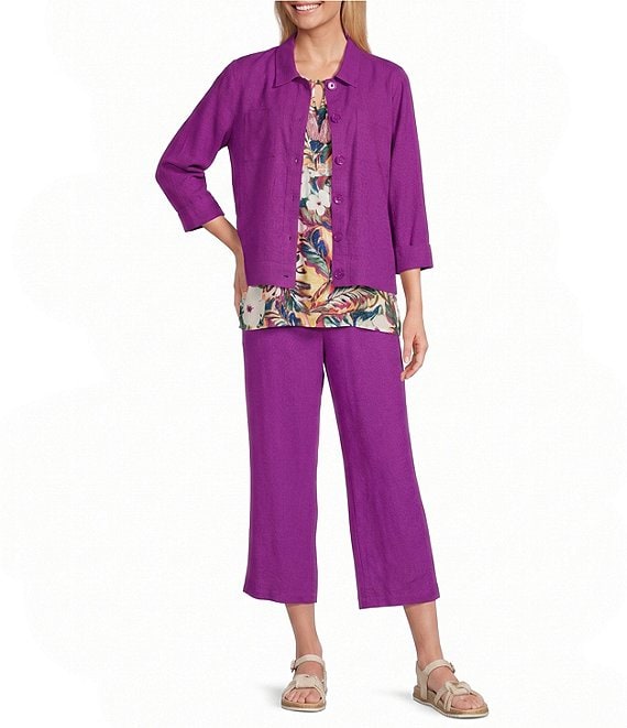 Allison Daley Long Sleeve Button Front Point Collar Soft Coordinating Jacket