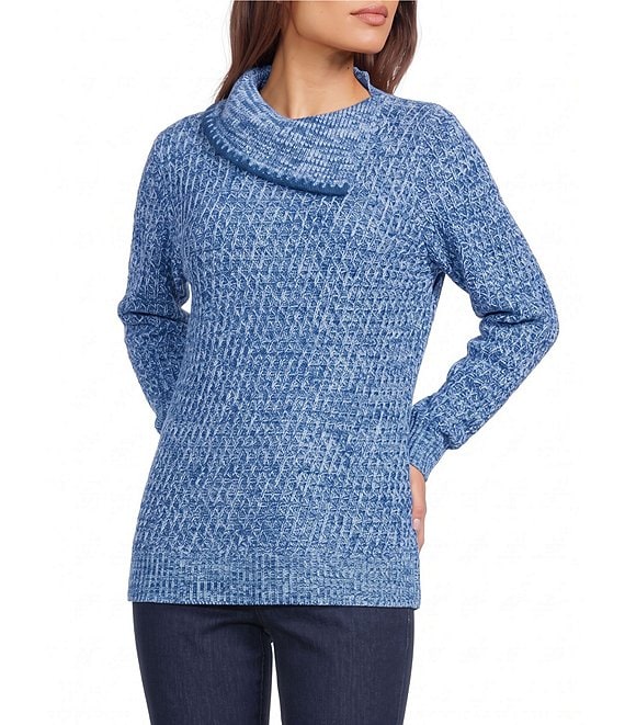 Allison Daley Long Sleeve Cowl Neck Rib Trim Sweater