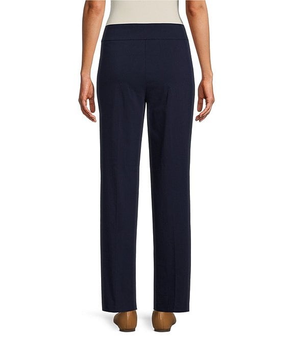 Allison Daley Petite Size Elastic Waist Stretch Pull-On Straight Leg Pants, Womens, 14P Short, True Navy - Dillard's Exclusive